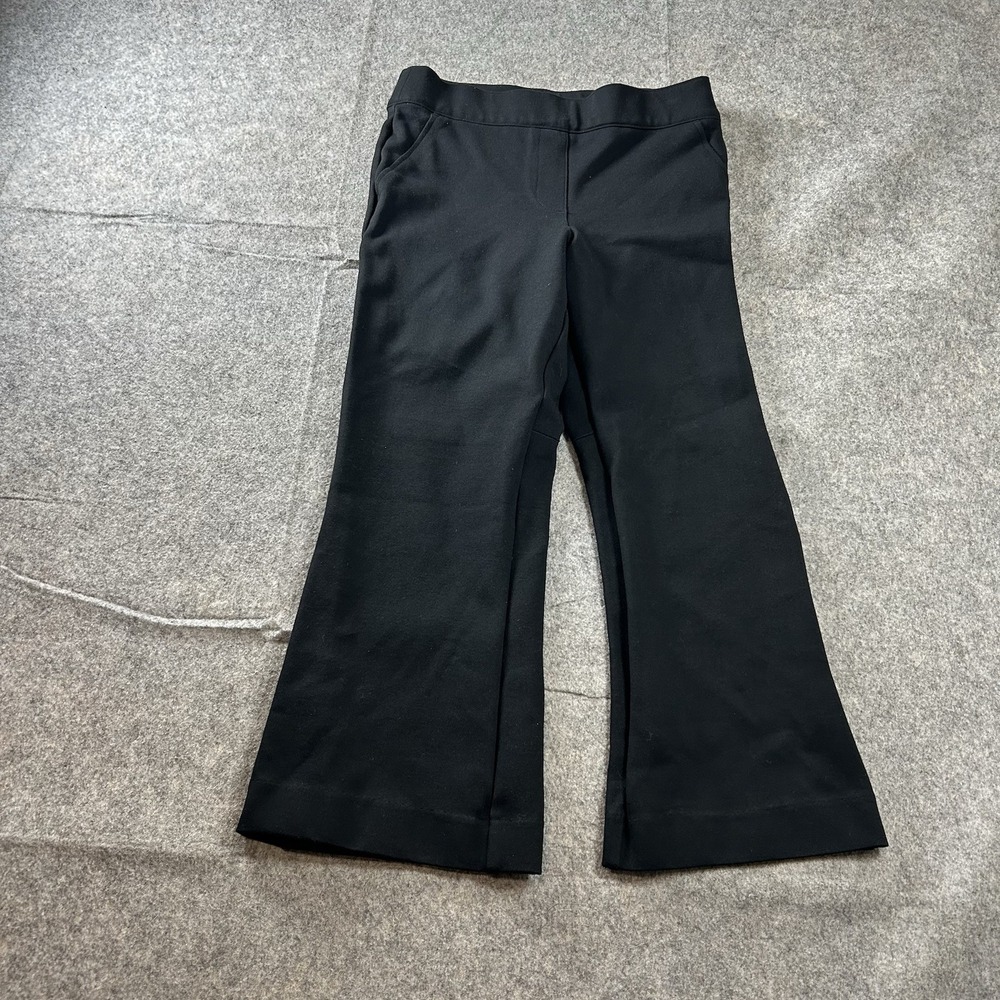 Spanx Pants Womens Small Petite Perfect Kick Flare Black Knit Ponte Crop 20386Q